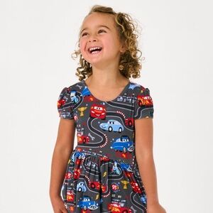 Playful Cars Print Dress for Kids